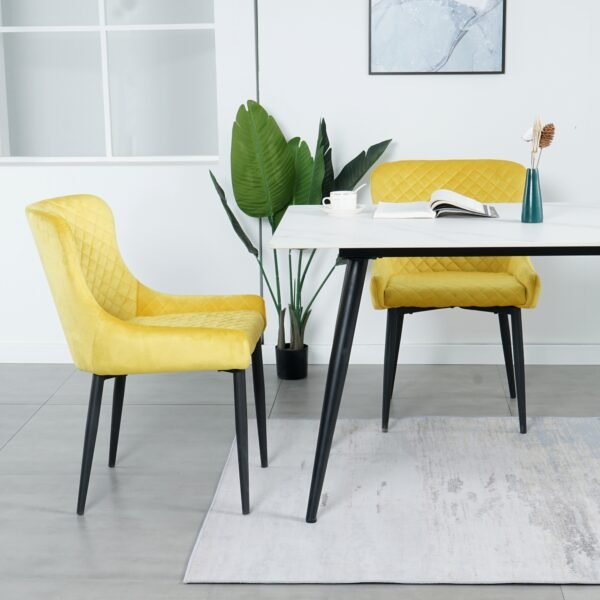 Fabric Yellow Dining Chair-1
