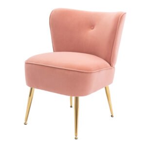 Pink Velvet Fabric Upholstered Seat Chairs-1