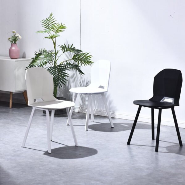 Simple Armless Iron Painting Plastic Back And Seat Dinning Chair-2