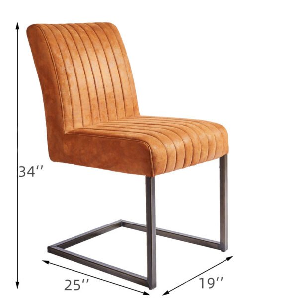Modern High-Backed Armless Velvet Orange Dining Chair-4