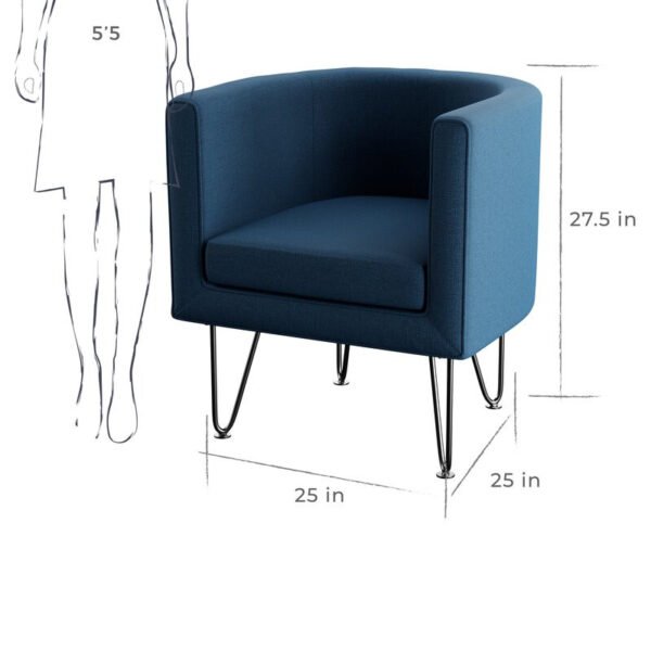 Modern Classic Style Linen Armchair Blue-7