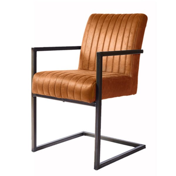 Modern High-Backed Armless Velvet Orange Dining Chair-1