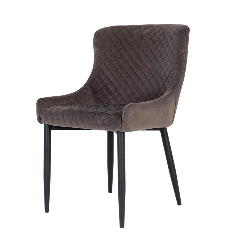 Classical Style Brown Matte Metal Leg Velvet | Dining Chair
