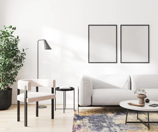 empty poster frames mockup modern living room interior background 3d rendering 180507 1280