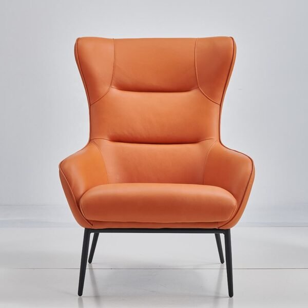 Orange Microfiber Faux Leather Lazy Design Accent Chair-2