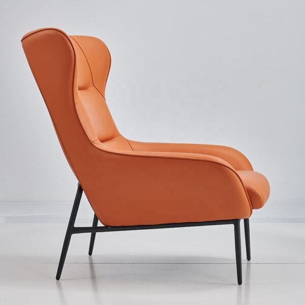 Orange Microfiber Faux Leather Lazy Design Accent Chair-3