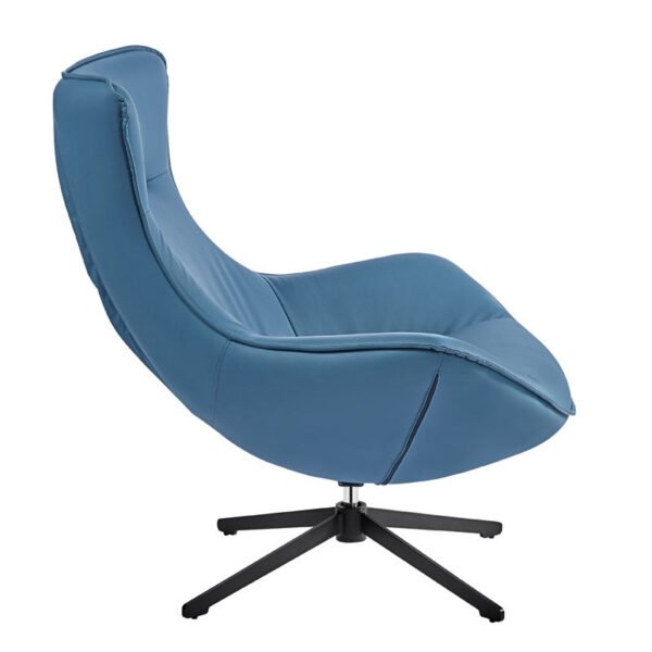 Blue Leather High Back Modern Swivel Accent Lounge Chair-3